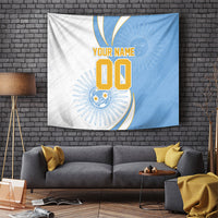 Personalized Argentina Football Fan Pride Tapestry Sun Of May Motif With Distressed Textures And Waves