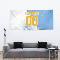 Personalized Argentina Football Fan Pride Tapestry Sun Of May Motif With Distressed Textures And Waves