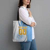Personalized Argentina Football Fan Pride Tote Bag Sun Of May Motif With Distressed Textures And Waves