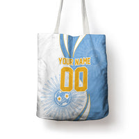 Personalized Argentina Football Fan Pride Tote Bag Sun Of May Motif With Distressed Textures And Waves