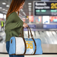Personalized Argentina Football Fan Pride Travel Bag Sun Of May Motif With Distressed Textures And Waves