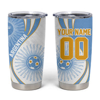 Personalized Argentina Football Fan Pride Tumbler Cup Sun Of May Motif With Distressed Textures And Waves