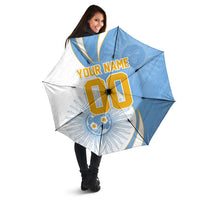 Personalized Argentina Football Fan Pride Umbrella Sun Of May Motif With Distressed Textures And Waves