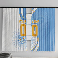 Personalized Argentina Football Fan Pride Window Curtain Sun Of May Motif With Distressed Textures And Waves