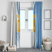 Personalized Argentina Football Fan Pride Window Curtain Sun Of May Motif With Distressed Textures And Waves
