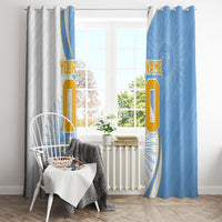 Personalized Argentina Football Fan Pride Window Curtain Sun Of May Motif With Distressed Textures And Waves