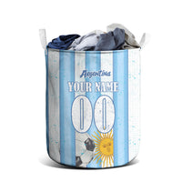 Personalized Argentina Football Fan Laundry Basket Sun Of May - Albiceleste Stripes Argentina Flag