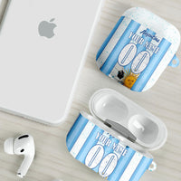 Personalized Argentina Football Fan AirPods Case Sun Of May - Albiceleste Stripes Argentina Flag