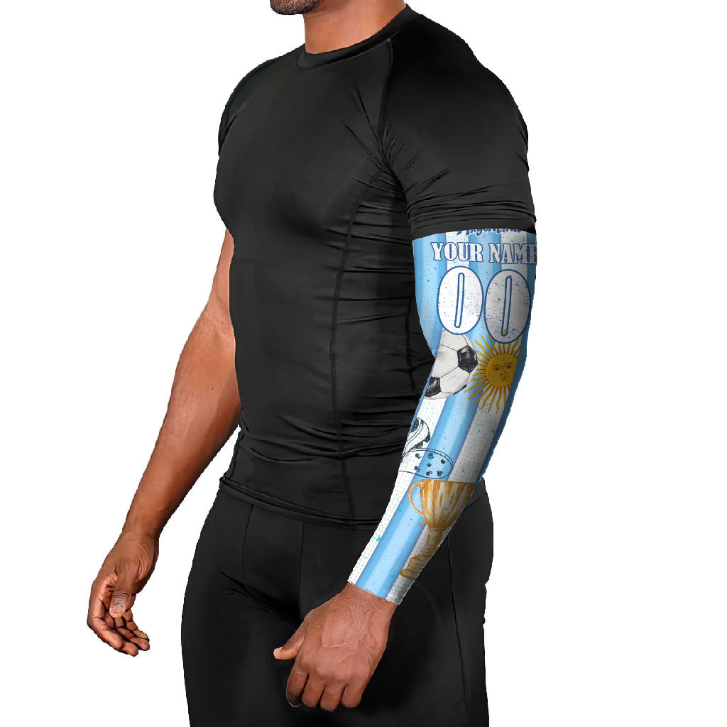 Personalized Argentina Football Fan Arm Sleeves Sun Of May - Albiceleste Stripes Argentina Flag