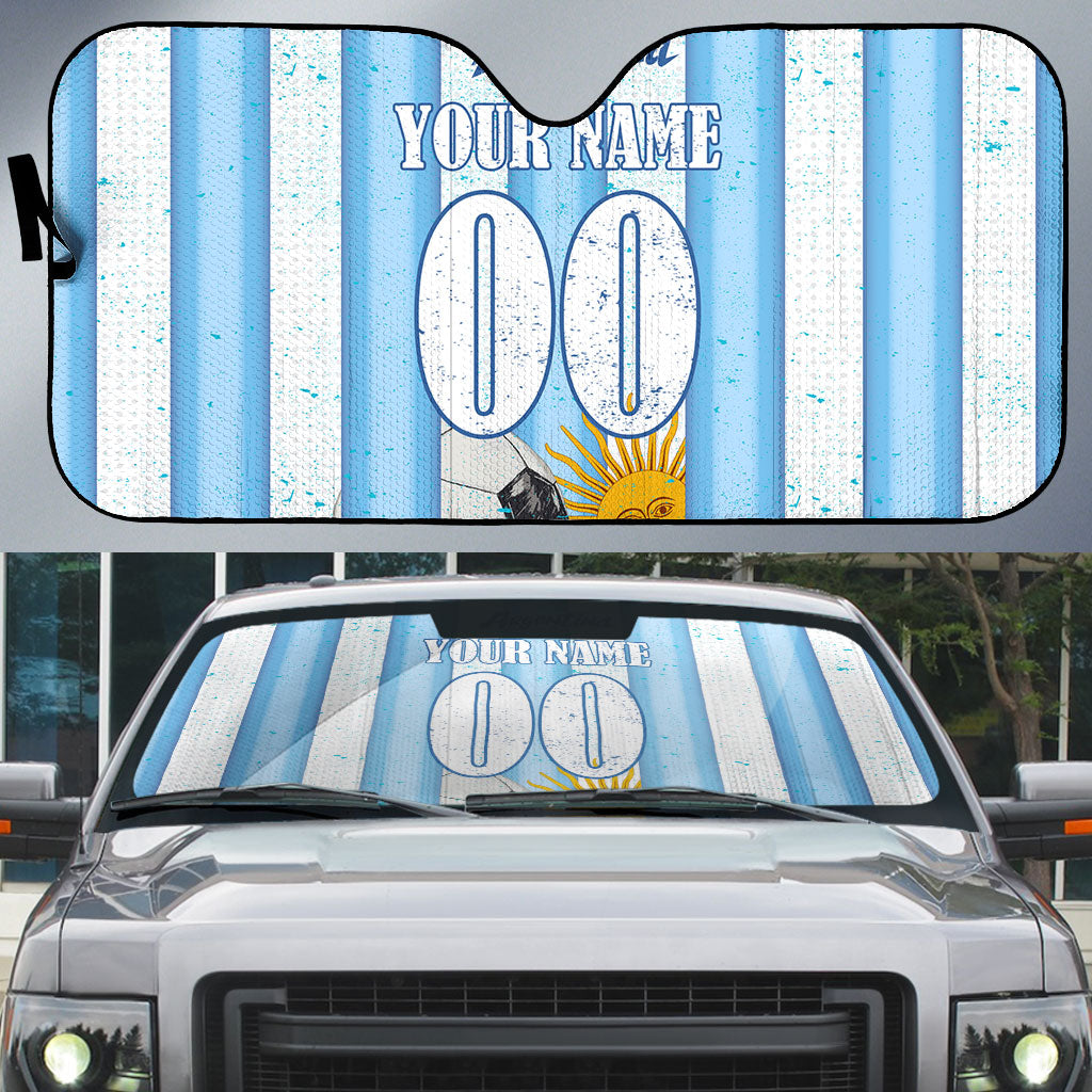 Personalized Argentina Football Fan Auto Sun Shade Sun Of May - Albiceleste Stripes Argentina Flag