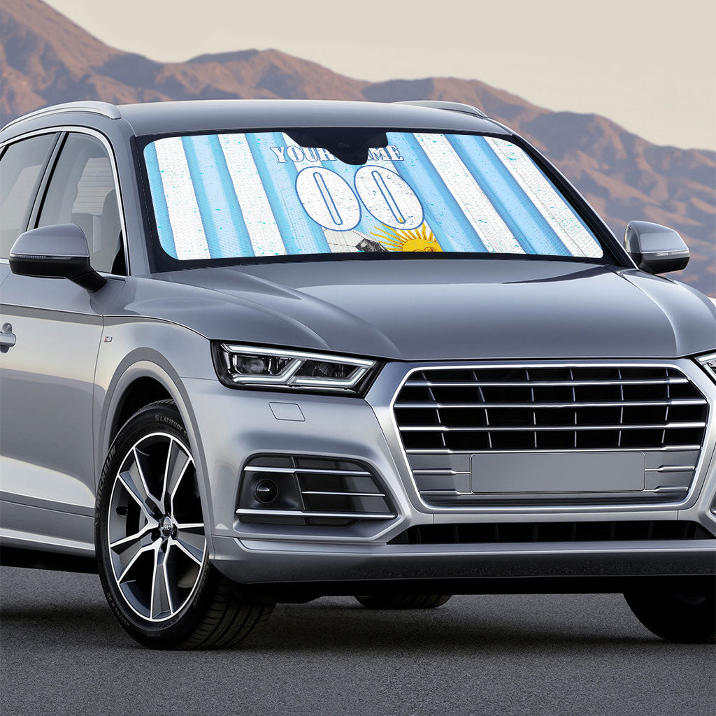 Personalized Argentina Football Fan Auto Sun Shade Sun Of May - Albiceleste Stripes Argentina Flag