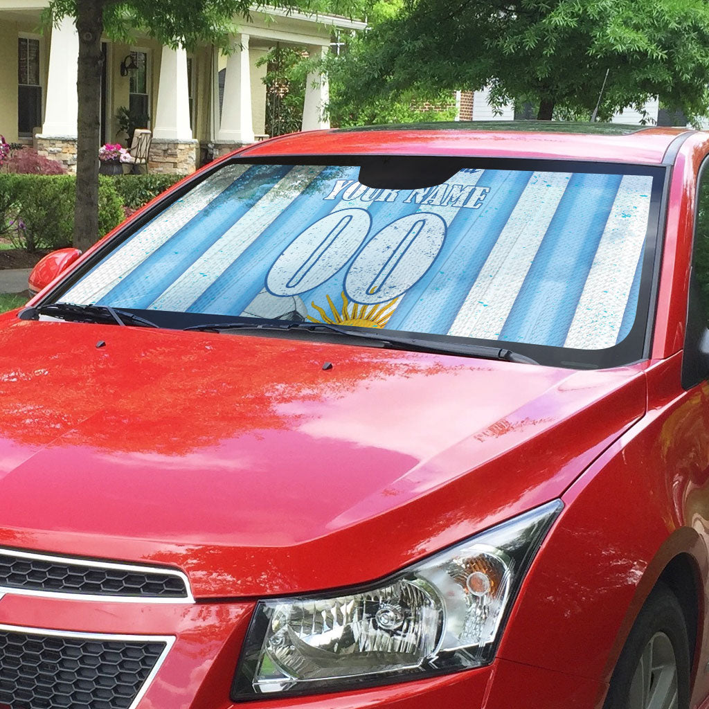 Personalized Argentina Football Fan Auto Sun Shade Sun Of May - Albiceleste Stripes Argentina Flag