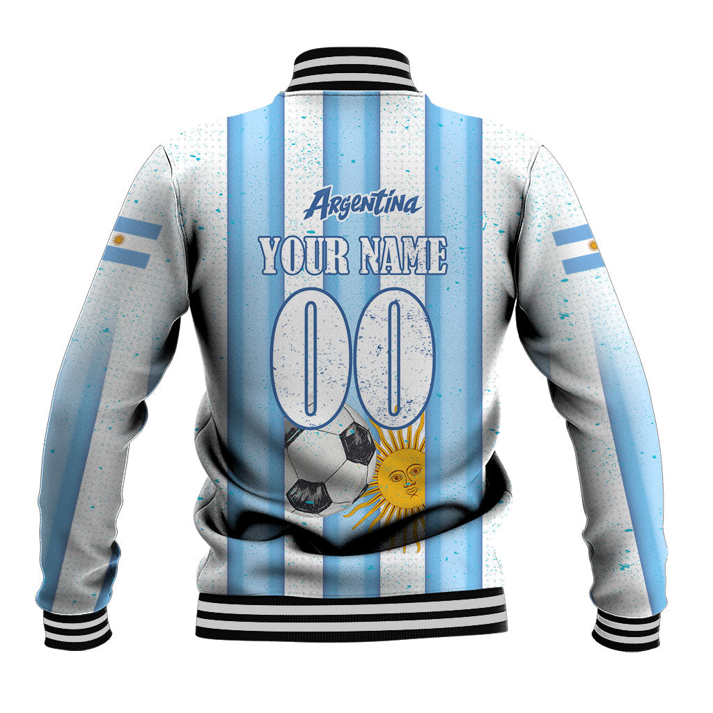 Personalized Argentina Football Fan Baseball Jacket Sun Of May - Albiceleste Stripes Argentina Flag