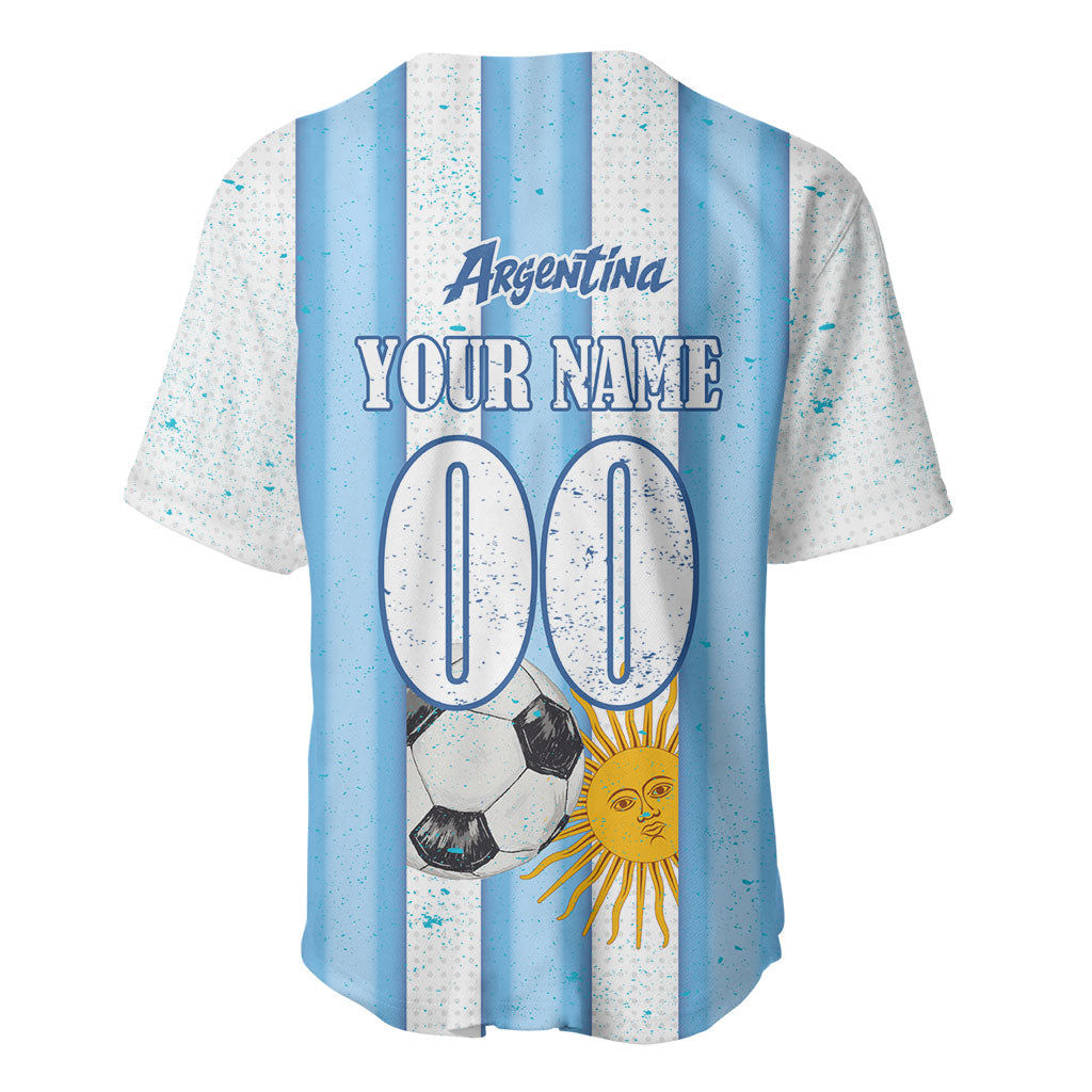 Personalized Argentina Football Fan Baseball Jersey Sun Of May - Albiceleste Stripes Argentina Flag