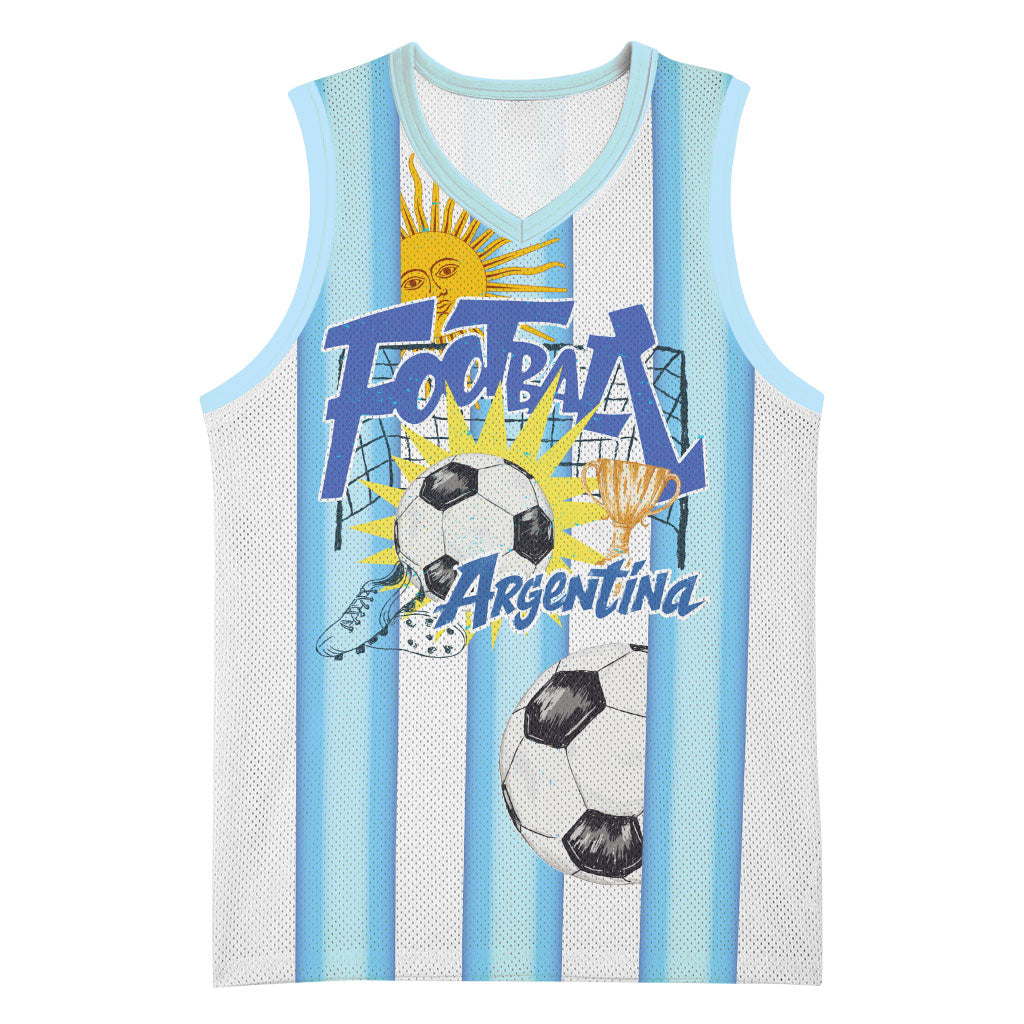 Personalized Argentina Football Fan Basketball Jersey Sun Of May - Albiceleste Stripes Argentina Flag