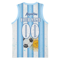 Personalized Argentina Football Fan Basketball Jersey Sun Of May - Albiceleste Stripes Argentina Flag