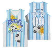 Personalized Argentina Football Fan Basketball Jersey Sun Of May - Albiceleste Stripes Argentina Flag