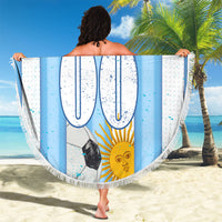 Personalized Argentina Football Fan Beach Blanket Sun Of May - Albiceleste Stripes Argentina Flag