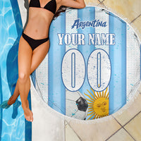 Personalized Argentina Football Fan Beach Blanket Sun Of May - Albiceleste Stripes Argentina Flag
