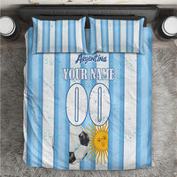Personalized Argentina Football Fan Bedding Set Sun Of May - Albiceleste Stripes Argentina Flag