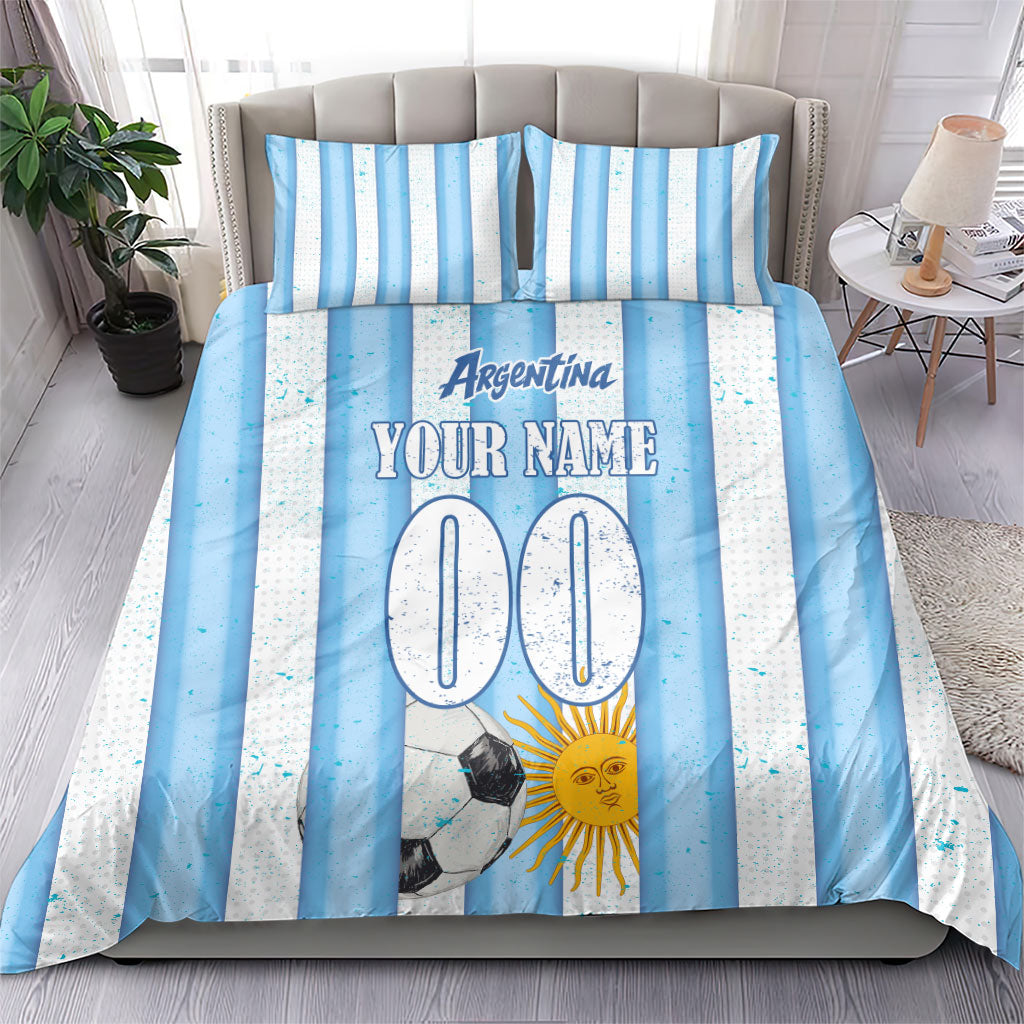 Personalized Argentina Football Fan Bedding Set Sun Of May - Albiceleste Stripes Argentina Flag