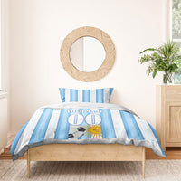 Personalized Argentina Football Fan Bedding Set Sun Of May - Albiceleste Stripes Argentina Flag