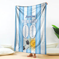 Personalized Argentina Football Fan Blanket Sun Of May - Albiceleste Stripes Argentina Flag