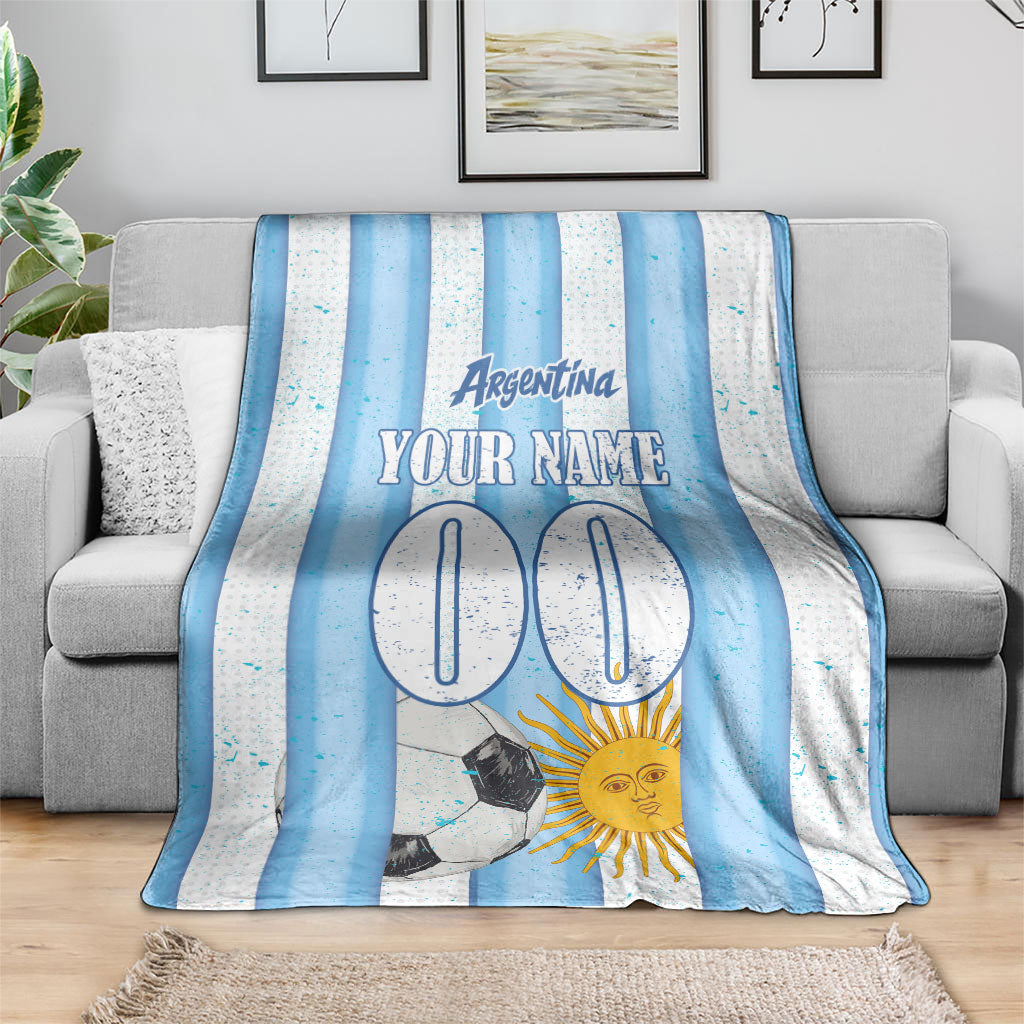 Personalized Argentina Football Fan Blanket Sun Of May - Albiceleste Stripes Argentina Flag