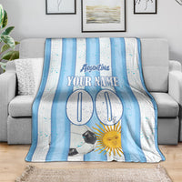 Personalized Argentina Football Fan Blanket Sun Of May - Albiceleste Stripes Argentina Flag