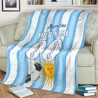 Personalized Argentina Football Fan Blanket Sun Of May - Albiceleste Stripes Argentina Flag