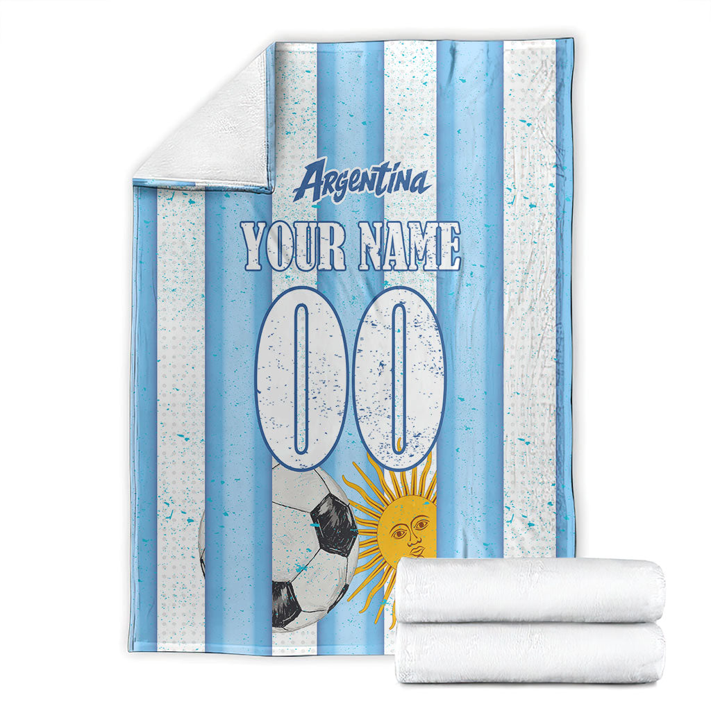 Personalized Argentina Football Fan Blanket Sun Of May - Albiceleste Stripes Argentina Flag