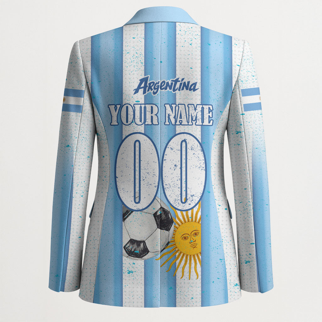 Personalized Argentina Football Fan Blazer Sun Of May - Albiceleste Stripes Argentina Flag