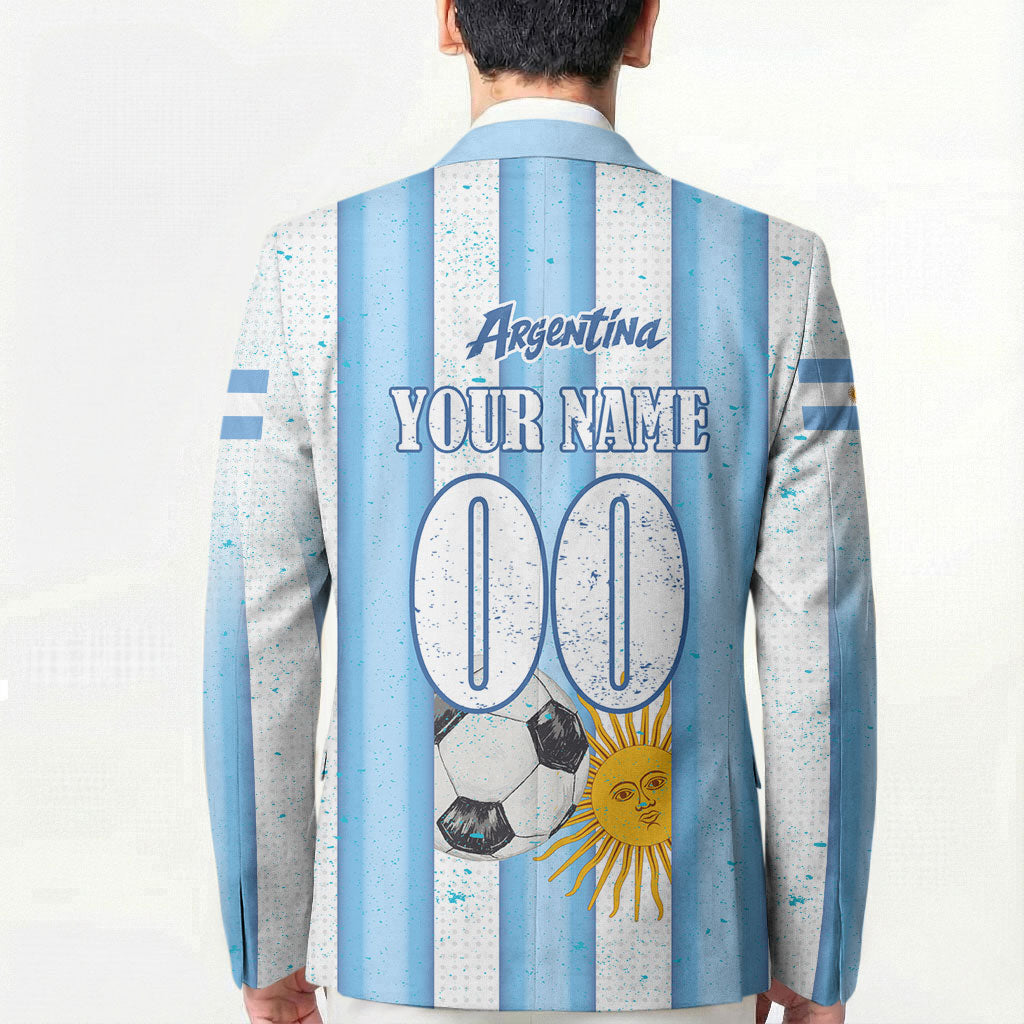 Personalized Argentina Football Fan Blazer Sun Of May - Albiceleste Stripes Argentina Flag