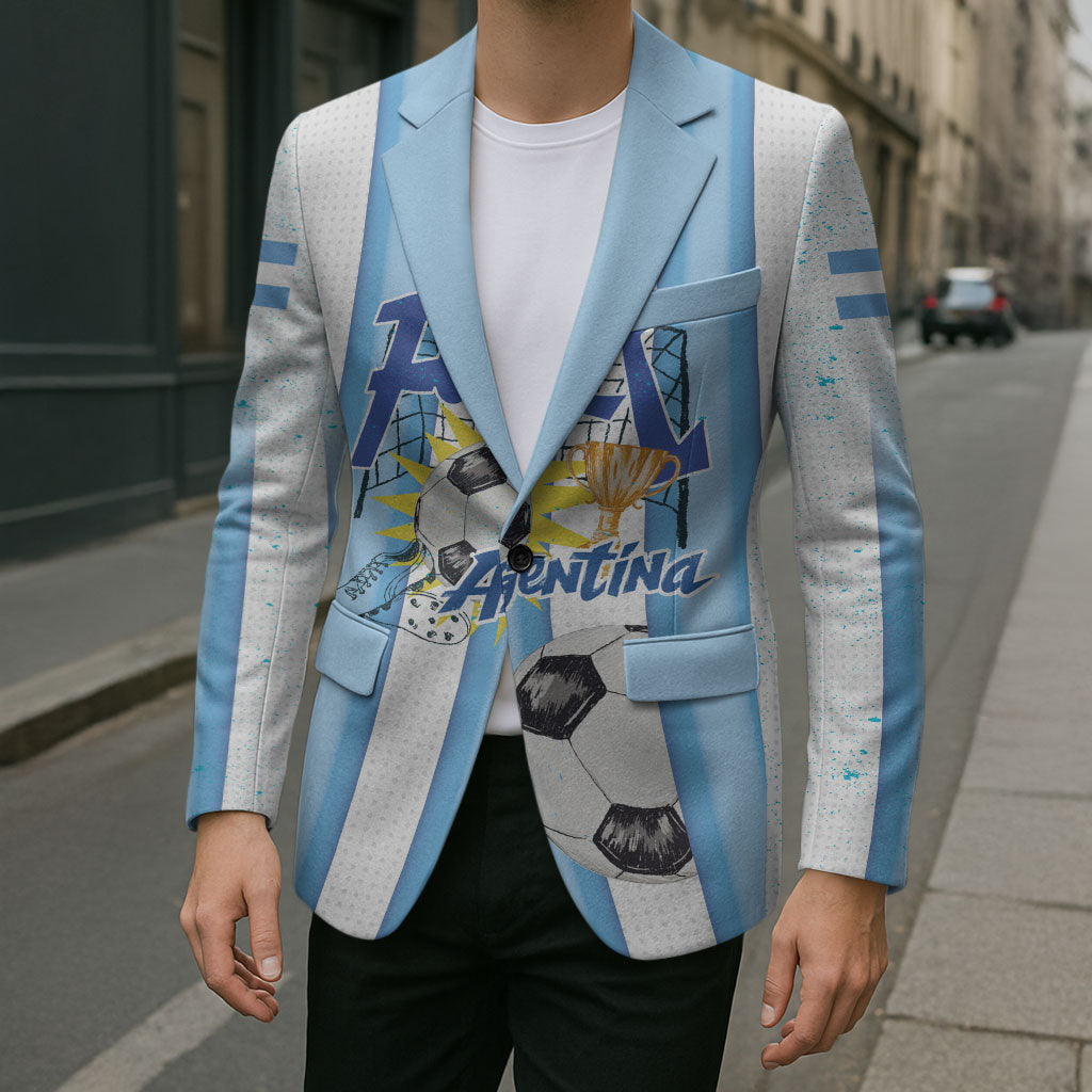 Personalized Argentina Football Fan Blazer Sun Of May - Albiceleste Stripes Argentina Flag