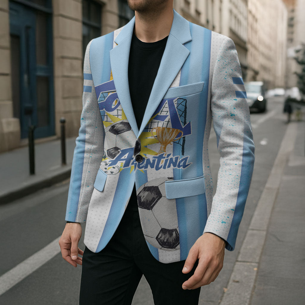 Personalized Argentina Football Fan Blazer Sun Of May - Albiceleste Stripes Argentina Flag