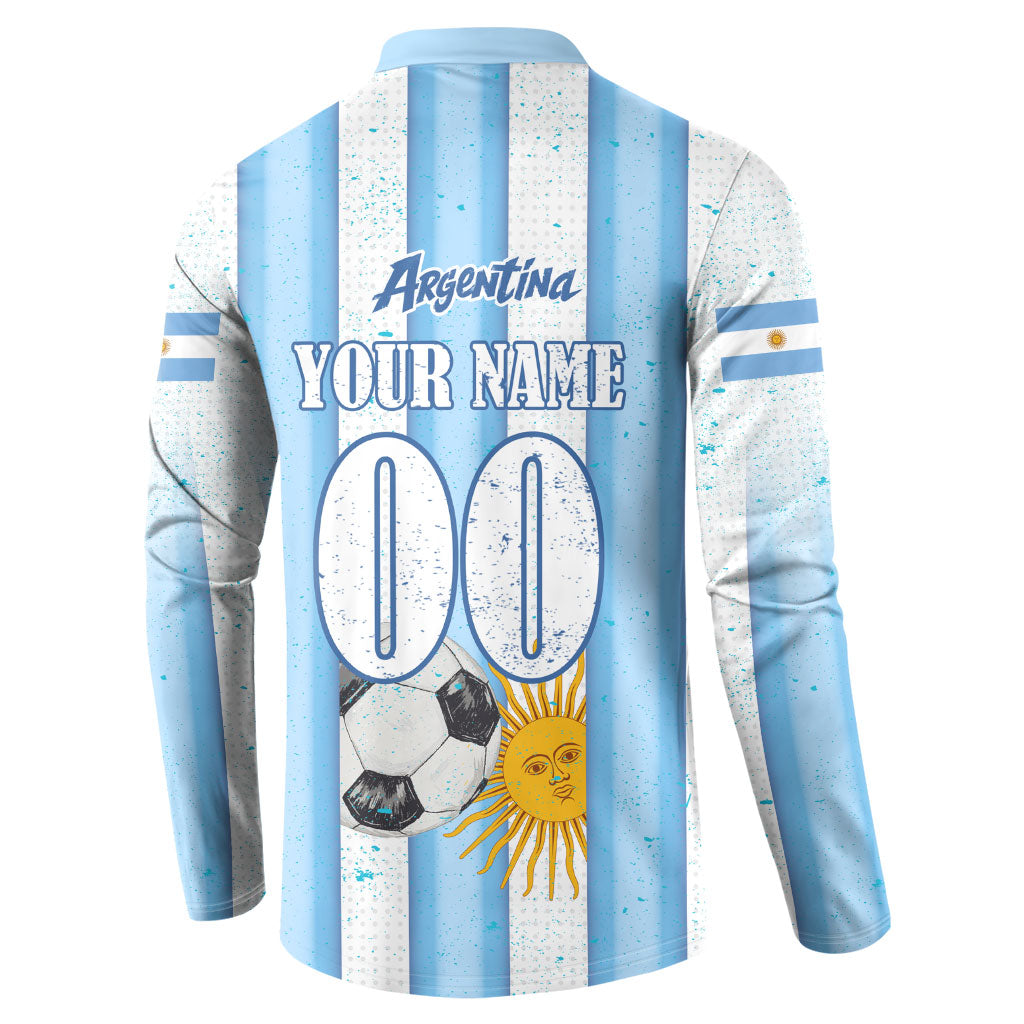 Personalized Argentina Football Fan Button Sweatshirt Sun Of May - Albiceleste Stripes Argentina Flag