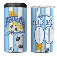 Personalized Argentina Football Fan 4 in 1 Can Cooler Tumbler Sun Of May - Albiceleste Stripes Argentina Flag