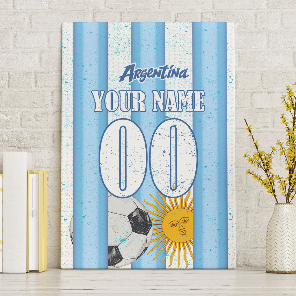 Personalized Argentina Football Fan Canvas Wall Art Sun Of May - Albiceleste Stripes Argentina Flag