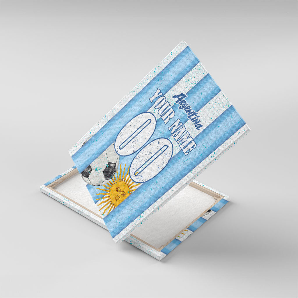 Personalized Argentina Football Fan Canvas Wall Art Sun Of May - Albiceleste Stripes Argentina Flag