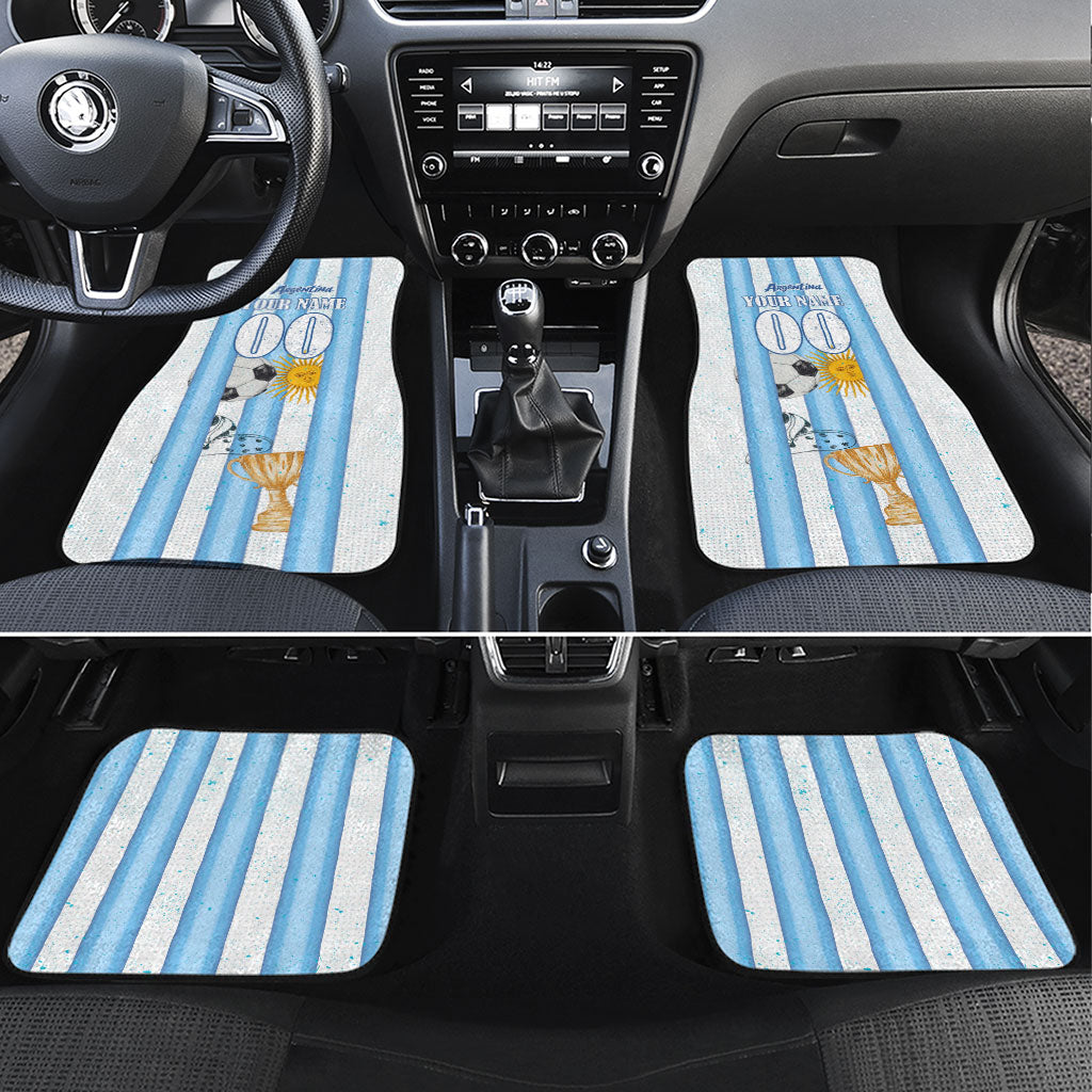 Personalized Argentina Football Fan Car Mats Sun Of May - Albiceleste Stripes Argentina Flag