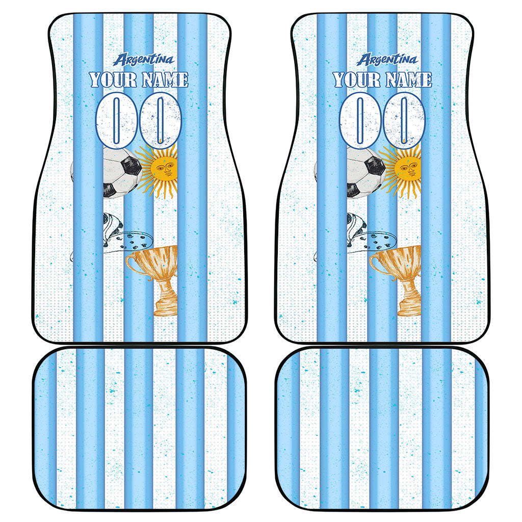 Personalized Argentina Football Fan Car Mats Sun Of May - Albiceleste Stripes Argentina Flag