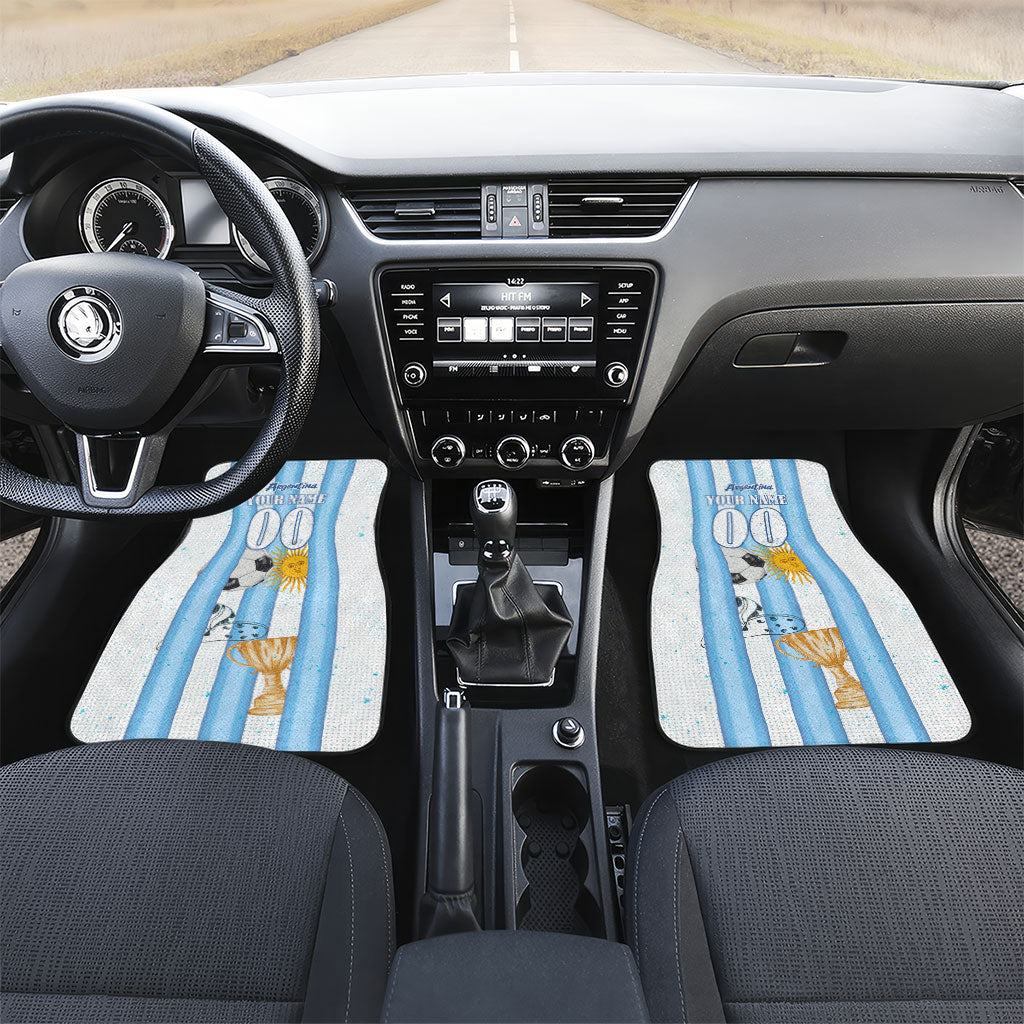 Personalized Argentina Football Fan Car Mats Sun Of May - Albiceleste Stripes Argentina Flag
