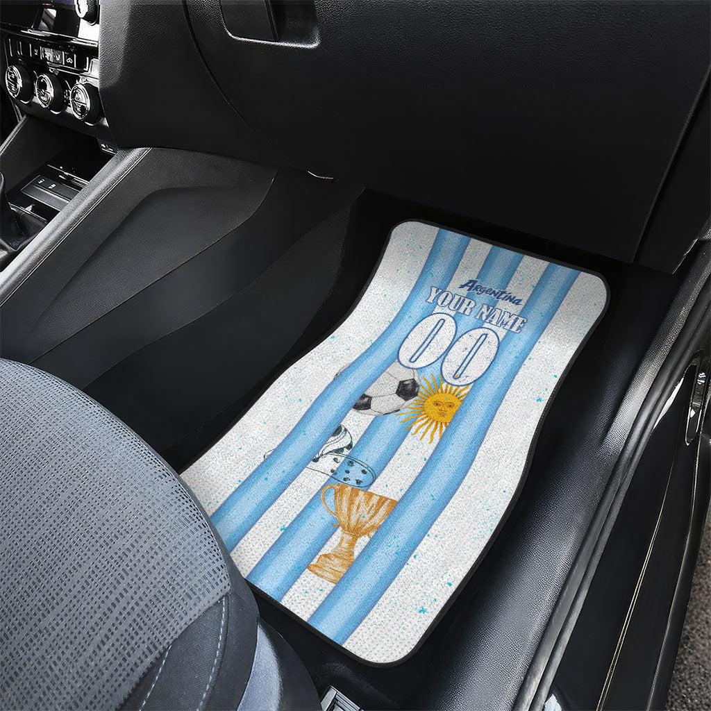 Personalized Argentina Football Fan Car Mats Sun Of May - Albiceleste Stripes Argentina Flag