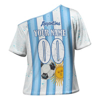 Personalized Argentina Football Fan Cross Shoulder Shirt Sun Of May - Albiceleste Stripes Argentina Flag