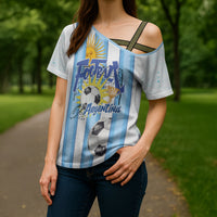 Personalized Argentina Football Fan Cross Shoulder Shirt Sun Of May - Albiceleste Stripes Argentina Flag