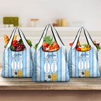 Personalized Argentina Football Fan Grocery Bag Sun Of May - Albiceleste Stripes Argentina Flag