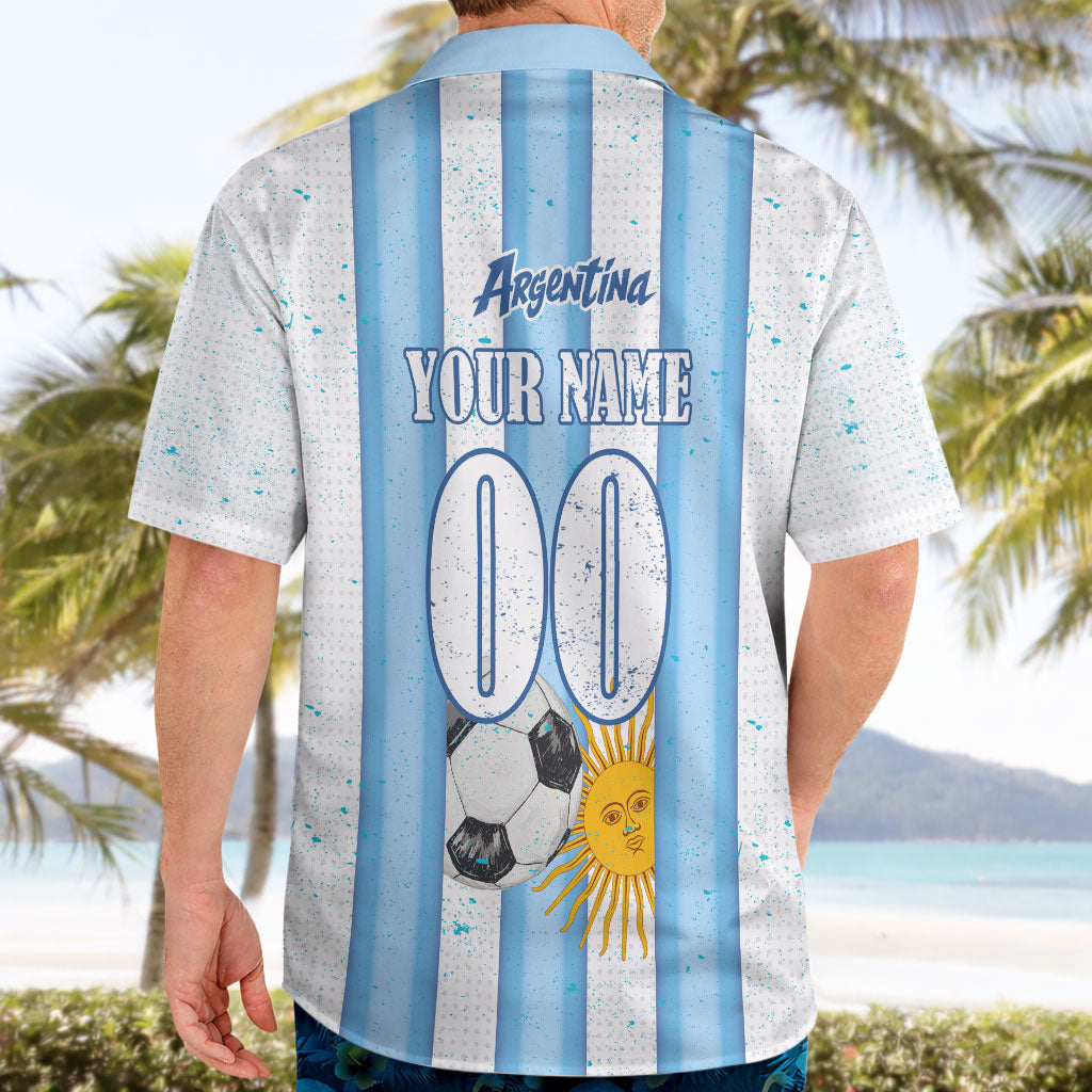 Personalized Argentina Football Fan Hawaiian Shirt Sun Of May - Albiceleste Stripes Argentina Flag