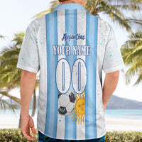 Personalized Argentina Football Fan Hawaiian Shirt Sun Of May - Albiceleste Stripes Argentina Flag