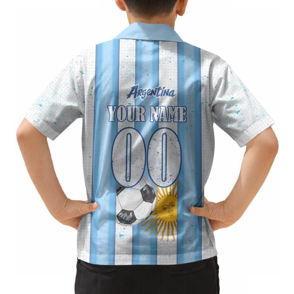 Personalized Argentina Football Fan Hawaiian Shirt Sun Of May - Albiceleste Stripes Argentina Flag