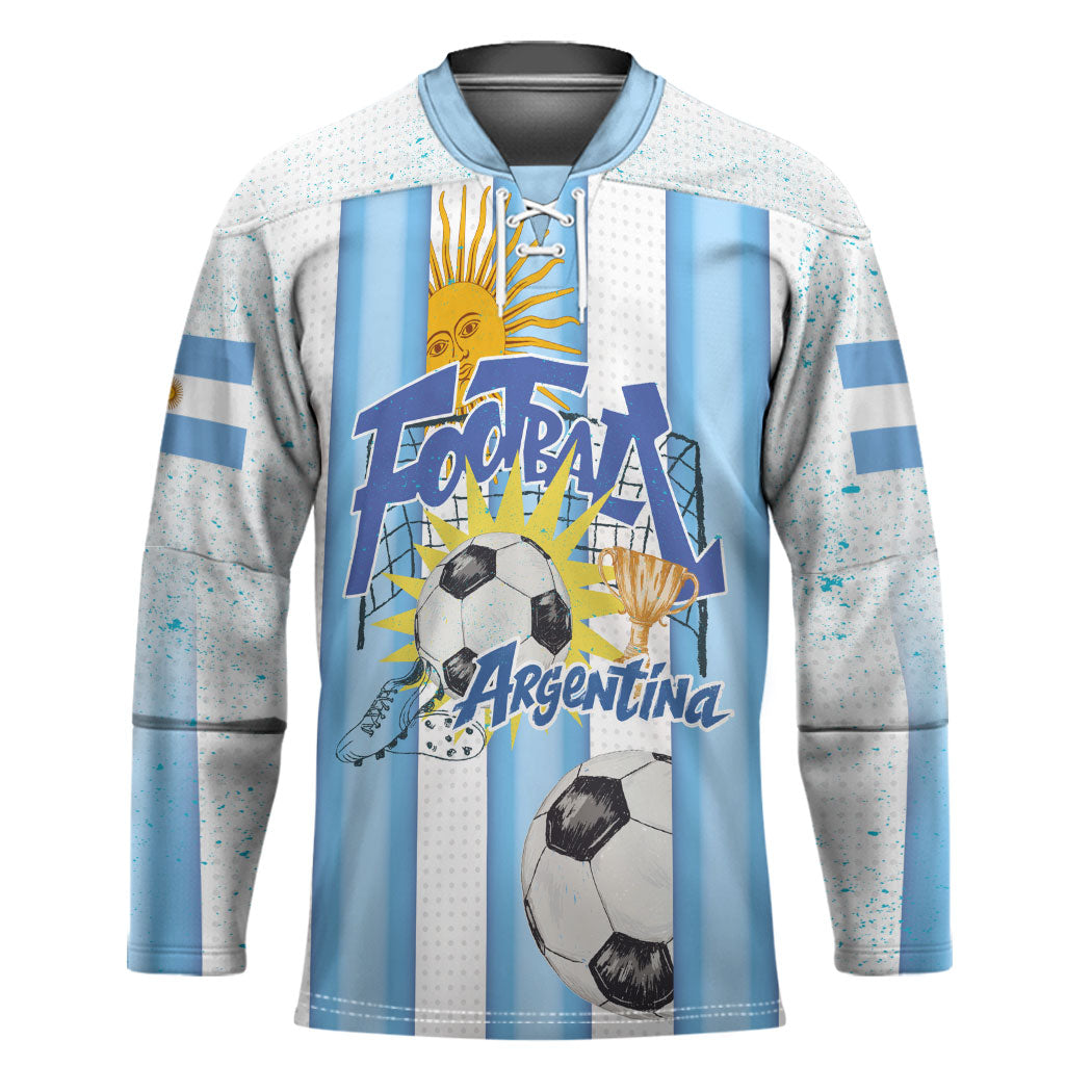 Personalized Argentina Football Fan Hockey Jersey Sun Of May - Albiceleste Stripes Argentina Flag